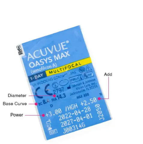 ACUVUE Oasys MAX 1 Day Multifocal  [老花漸進]｜日拋透明矽水凝膠隱形眼鏡｜每盒30片